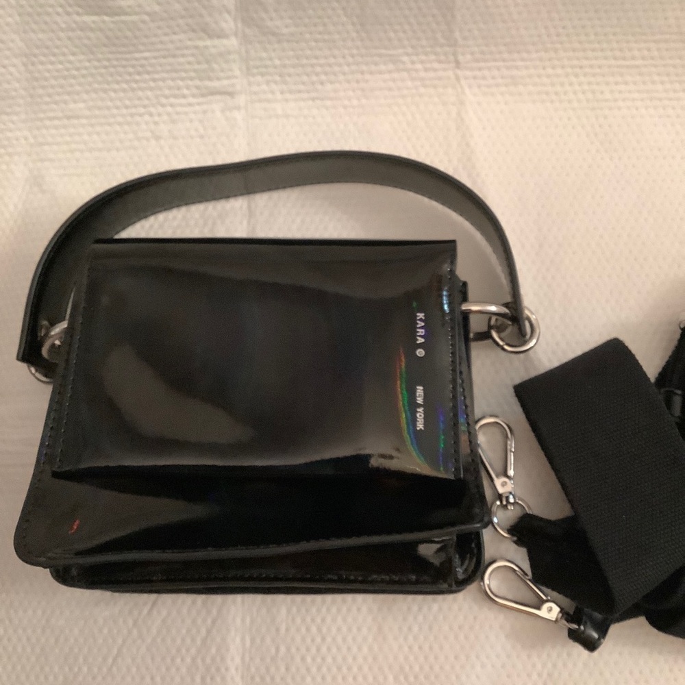 KARA Black Shiny Patent Leather Small Purse Crossbody Bag NWOT - Picture 13 of 13